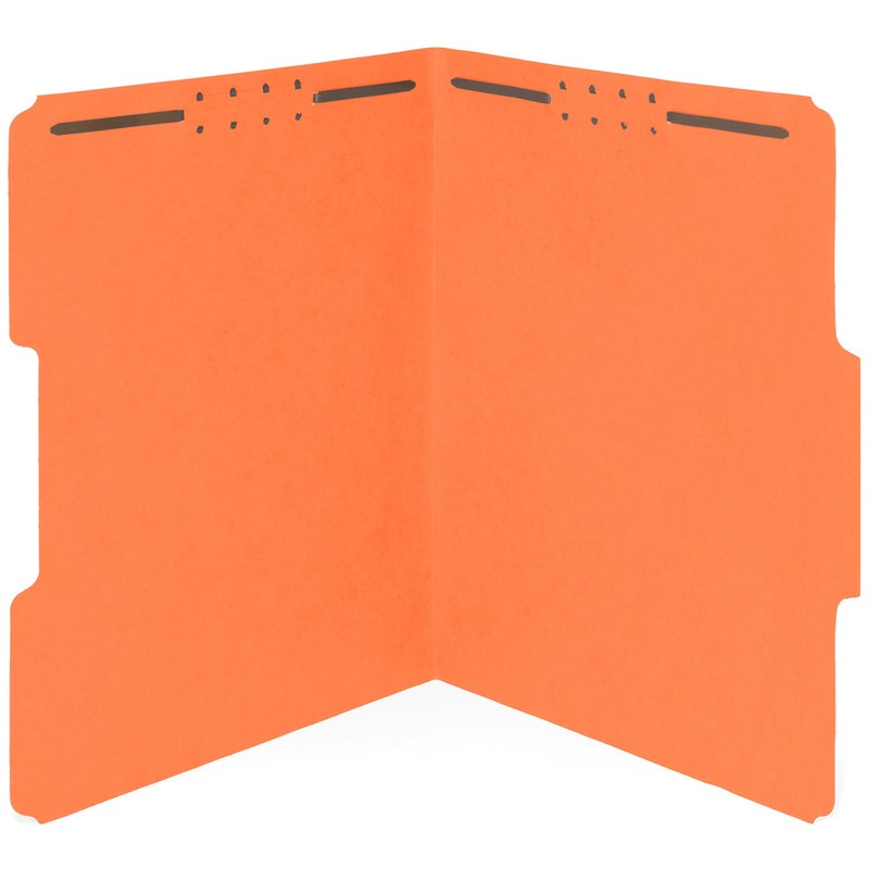 Blue Summit Supplies 50 Orange Folders with Prongs, Orange File Folders with Fastener - 1/3 Cut Reinforced Assorted Tab - Durable 2 Prongs for Medical Files, Patient, Law Client Files - Letter Size, 50 Pack - Image 1